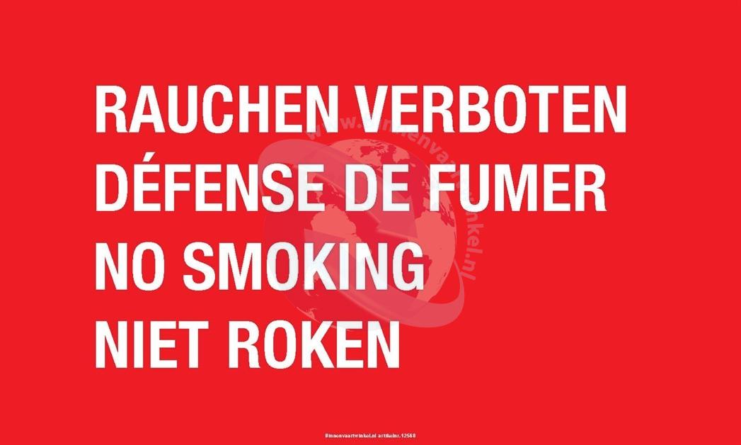 Niet roken sticker in 4 talen